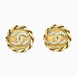 Crystal and Gold CC Earrings from Chanel, Set of 2