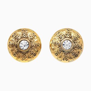 Chanel 1988 Crystal & Gold Earrings Clip-On 23 17236, Set of 2