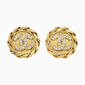 Chanel 1988 Crystal ＆ Gold Cc Earrings Clip-On 23 17237, Set of 2