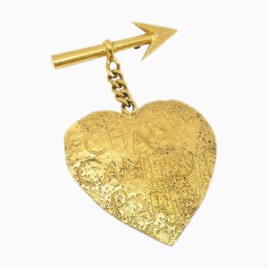 CHANEL 1993 Arrow Heart Brooch Gold 77952