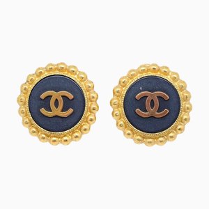 Chanel 1993 Button Earrings Gold Clip-On Ak38487K, Set of 2