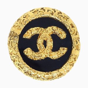 CHANEL 1993 Brosche Gold Schwarz 64502