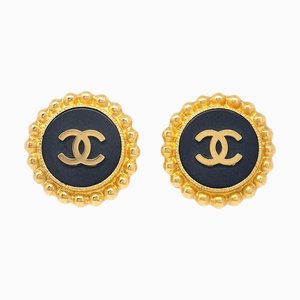 Chanel 1993 Button Earrings Clip-On Gold 93A 27331, Set of 2