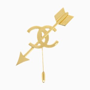CHANEL 1993 CC And Arrow Brooch Pin Gold 93P 97884