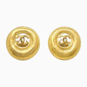 CC Cutout Earrings in Gold from Chanel, Set of 2