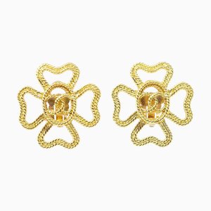 Chanel 1993 Floral Earrings Gold Clip-On 28 27791, Set of 2