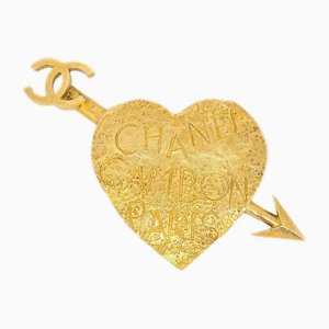 Broche con forma de corazón con forma de grafiti dorado de Chanel