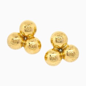 Chanel 1993 Triple Cc Earrings Clip-On Gold Ao32750, Set of 2