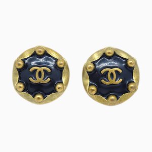 Chanel 1994 Black & Gold Cc Earrings Ao29350, Set of 2