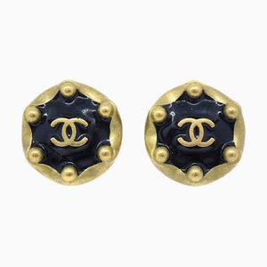 Chanel 1994 Black & Gold Cc Earrings A44037I, Set of 2
