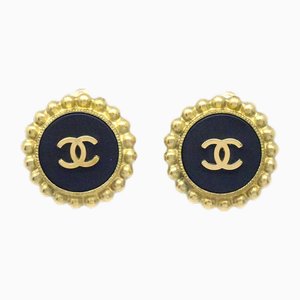 Black and Gold CC Earrings from Chanel, Set of 2