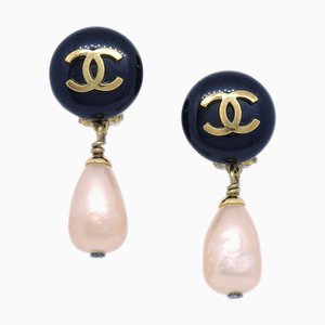Chanel 1994 Boucles d'Oreilles Pendantes Ao32425 Teardrop Pearl Cc, Set de 2