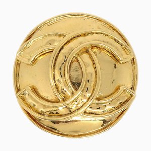 CHANEL 1994 CC Round Brooch Pin Gold Small 01116