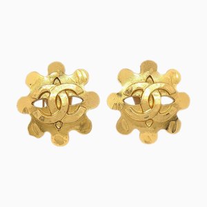 Chanel 1994 Boucles d'Oreilles Clip-On Dorées 06233, Set de 2