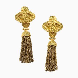 Chanel Fringe Dangle Earrings Clip-On Gold 94A 69670, Set of 2