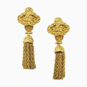 Chanel Fringe Earrings Clip-On Gold 94A 180535, Set of 2