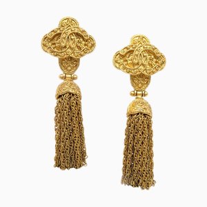 Chanel Fringe Dangle Earrings Clip-On Gold 94A 131505, Set of 2