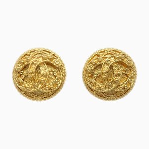 Chanel Button Earrings Gold Clip-On 94A 120508, Set of 2