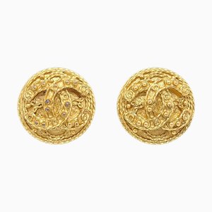 Chanel Button Earrings Gold-Plated Clip-On 94A 39033, Set of 2