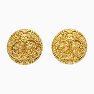 Gold CC Filigree Earrings from Chanel, Set of 2