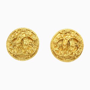 Small Gold CC Filigree Earrings from Chanel, Set of 2