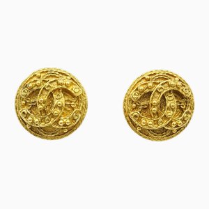 Gold CC Filigree Earrings from Chanel, Set of 2