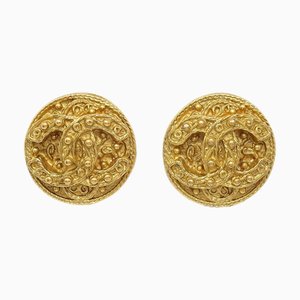 Chanel Button Earrings Gold Clip-On 94A 141020, Set of 2