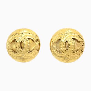 Gesteppte Runde CC Ohrringe aus Gold von Chanel, 2 . Set