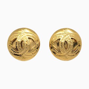 Chanel Button Earrings Gold Clip-On 94P 120507, Set of 2