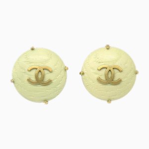 Green Wood CC Earrings from Chanel, Set of 2