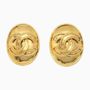 Oval Earrings in Gold from Chanel, Set of 2