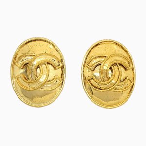 Oval Earrings in Gold from Chanel, Set of 2