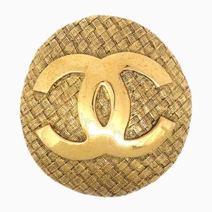 Oval Woven CC Brooch Pin in Gold from Chanel