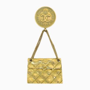Quilted Bag Brooch Pin in Gold from Chanel