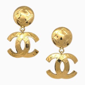Quilted CC Dangle Earrings in Gold from Chanel, Set of 2