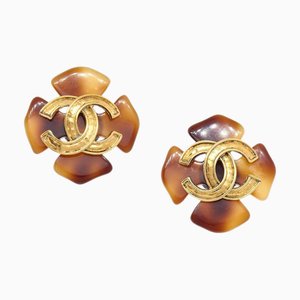Chanel 1994 Faux Tortoiseshell Earrings Clip-On Brown 20628, Set of 2