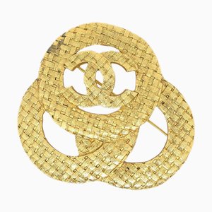 CHANEL 1994 Woven Brooch Pin Gold 1255 52032