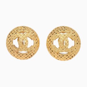 Aretes CC circulares tejidos de oro de Chanel. Juego de 2