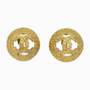 Woven CC Circle Earrings in Gold from Chanel, Set of 2