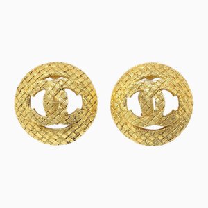 Gewebte CC Circle Ohrringe in Gold von Chanel, 2 . Set