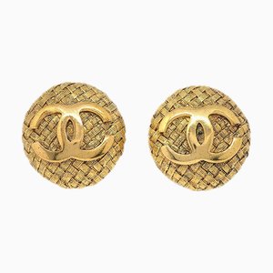 Pendientes Chanel 1994 Woven Cc de oro con clip 2855 17233. Juego de 2