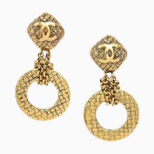 Chanel Dangle Hoop Earrings Clip-On Gold 29/2881 67955, Set of 2