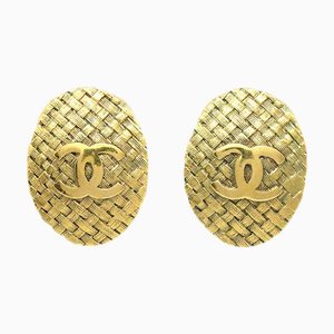 Chanel Ovale Ohrringe Gold Clip-On 2904/29 68948, 2er Set