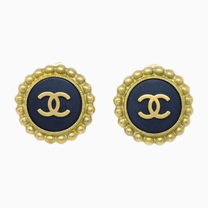Black and Gold CC Earrings from Chanel, Set of 2
