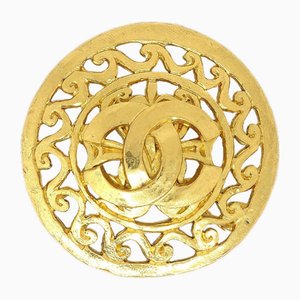 Fretwork Paisley Round Brooch in Gold from Chanel