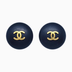 Chanel 1995 Boucles d'Oreilles "Cc" Dorées et Noires 151815, Set de 2