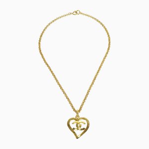Gold CC Heart Cutout Pendant Necklace from Chanel