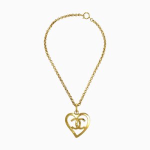 CHANEL 1995 Collier pendentif en forme de coeur en or CC 48545