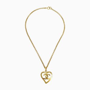 Collana con ciondolo a forma di cuore in oro CC di Chanel