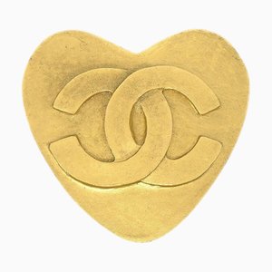 CHANEL 1995 Heart Brooch Gold 42495